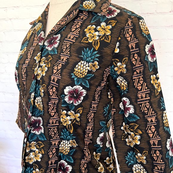 Vintage 80's Hilo Hattie Blouse - Tribal Hawaiian Print - Size Junior 5 - Picture 7 of 8